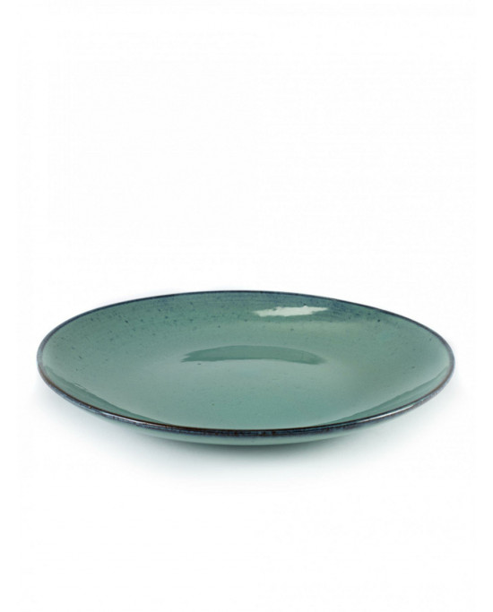 Assiette coupe plate rond turquoise terre cuite Ø 28,5 cm Aqua Serax