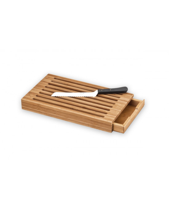 Planche à pain avec récupérateur de miettes bois bambou 41,3x26,3x5,5 cm Deglon