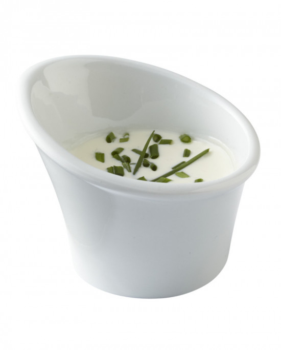 Pot à sauce ovale blanc porcelaine Ø 8 cm