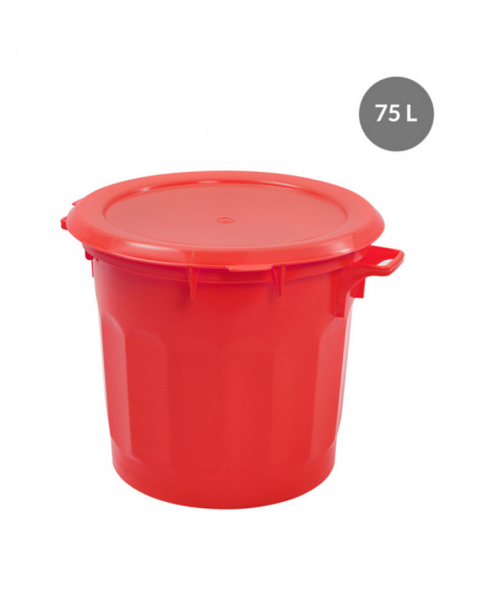 Poubelle plastique 75 L rouge Gilac