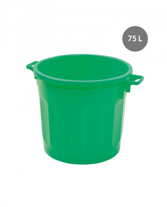 Conteneur sans couvercle vert plastique Ø 54 cm 67x54x48,5 cm 75 L fond plein parois pleines Gilac