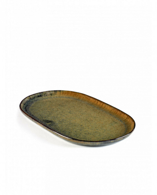 Assiette plate ovale indi grey grès 25x15 cm Surface Serax
