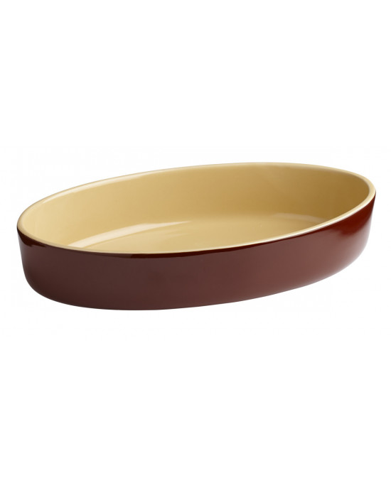 Plat sabot ovale brun porcelaine 24,5x15 cm