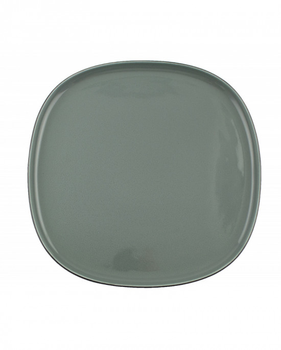 Assiette coupe plate carré bleu porcelaine 30x30 cm Ikon Astera