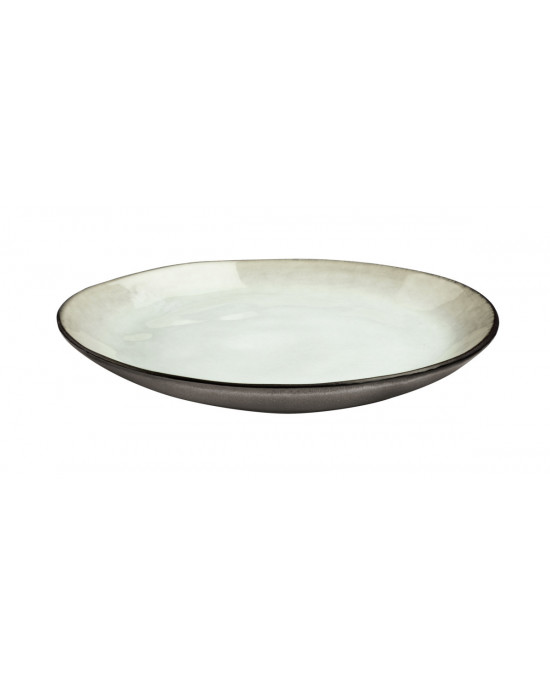 Assiette coupe plate rond blanc grès Ø 20,5 cm Shadow Medard De Noblat