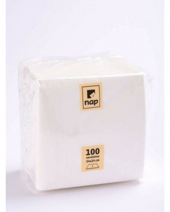 Serviette blanc ouate de cellulose 39x39 cm  (100 pièces)