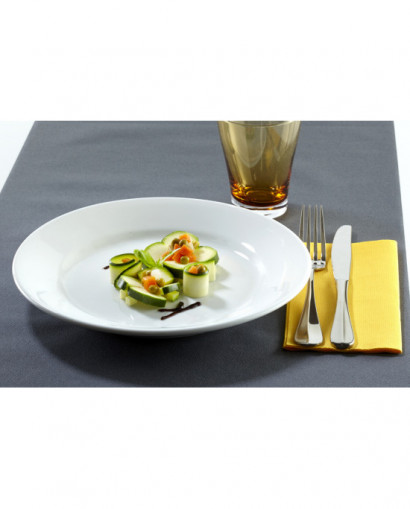 Assiette coupe plate rond blanc grès Ø 20 cm Linen Vaisselle Pro.mundi