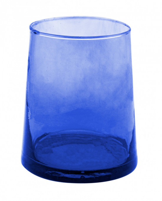 Gobelet forme basse en verre recyclé soufflé bouche bleu 25 cl Lily Pro.mundi