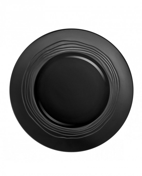 Assiette plate rond noir grès Ø 27,5 cm Escale Medard De Noblat