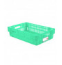 Caisse ajourée sans couvercle vert plastique 60x40x14,6 cm 27 L fond ajouré parois ajourées Gilac