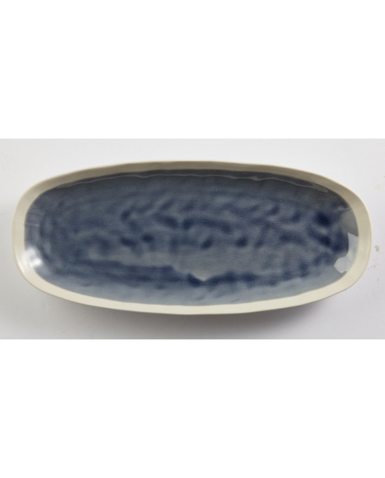 Plat ovale bleu grès 25 cm Winter Pro.mundi