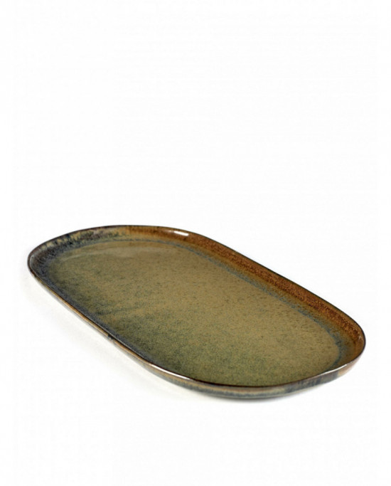 Assiette plate ovale indi grey grès 35,5x17 cm Surface Serax