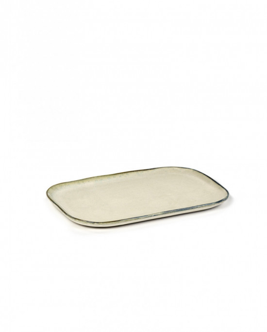 Assiette plate rectangulaire ivoire grès 23x15 cm Merci Serax