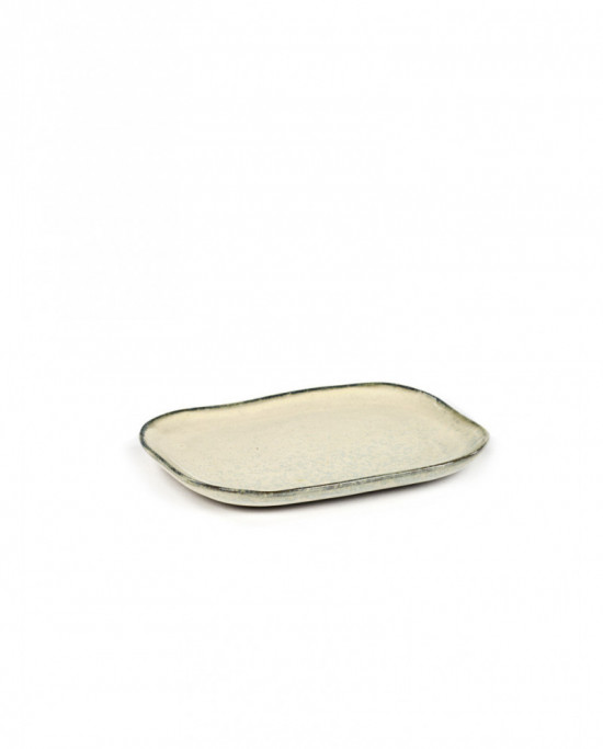 Assiette plate rectangulaire ivoire grès 9,8x6,5 cm Merci Serax