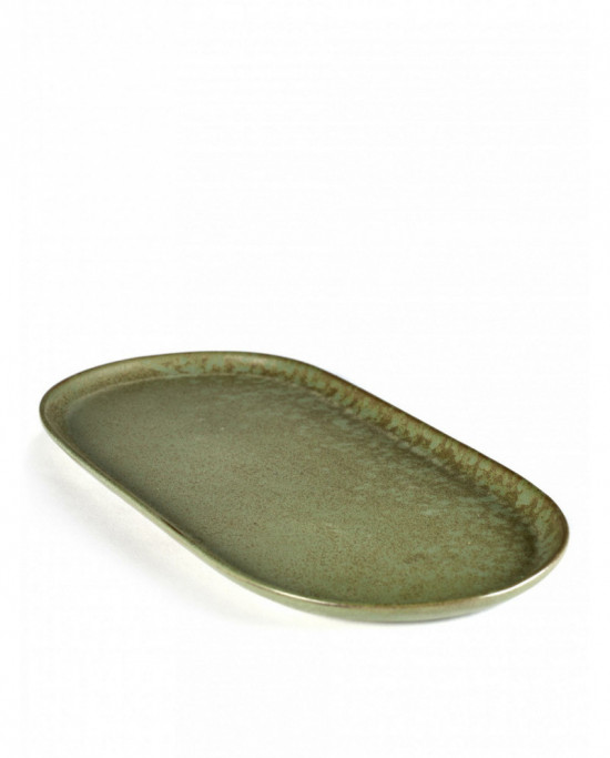 Assiette plate ovale camogreen grès 35,5x17 cm Surface Serax