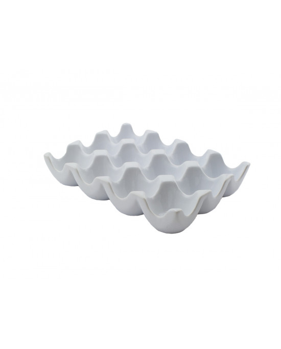 Support alvéolé pour oeuf rectangulaire blanc porcelaine 19 cm