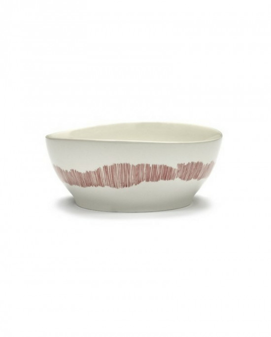 Bol rond blanc swirl - stripes rouge grès Ø 18 cm Feast By Ottolenghi Serax