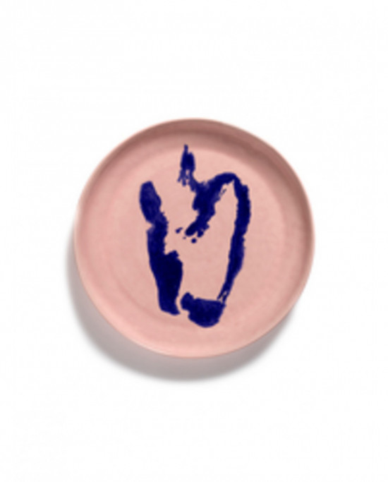 Plat de présentation rond delicious pink poivron bleu grès Ø 35 cm Feast By Ottolenghi Serax