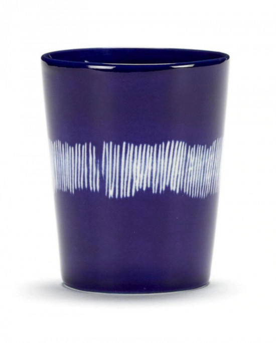 Tasse à thé rond lapis lazuli swirl - stripes blancs grès 33 cl Ø 8,5 cm Feast By Ottolenghi Serax