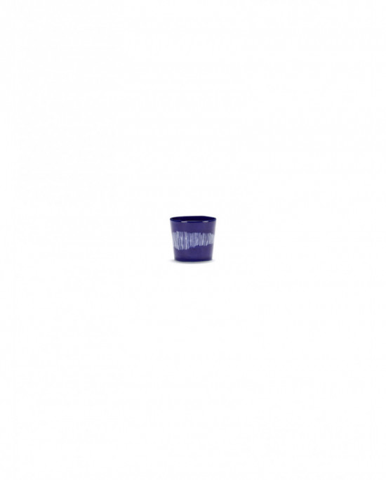 Tasse à café rond lapis lazuli swirl - stripes blancs grès 15 cl Ø 7 cm Feast By Ottolenghi Serax