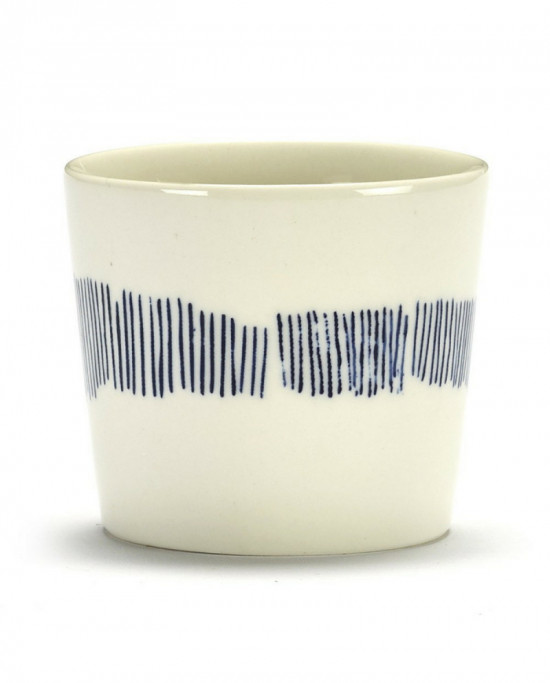 Tasse à café rond blanc swirl - stripes bleu grès 15 cl Ø 7 cm Feast By Ottolenghi Serax