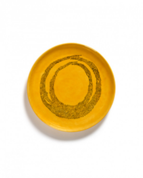 Plat de présentation rond sunny yellow - points noirs grès Ø 35 cm Feast By Ottolenghi Serax