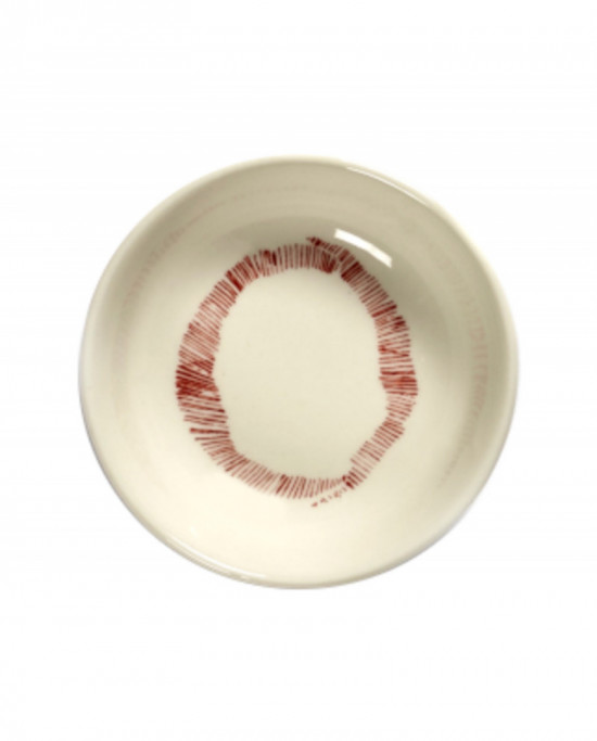 Plat rond blanc swirl - stripes rouge grès Ø 7,5 cm Feast By Ottolenghi Serax
