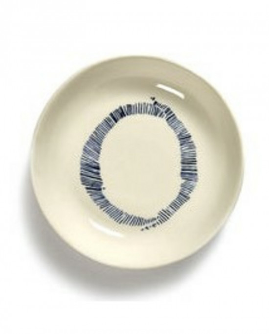 Plat rond blanc swirl - stripes bleu grès Ø 11,5 cm Feast By Ottolenghi Serax