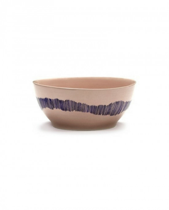 Bol rond delicious pink swirl - stripes bleu grès Ø 16 cm Feast By Ottolenghi Serax
