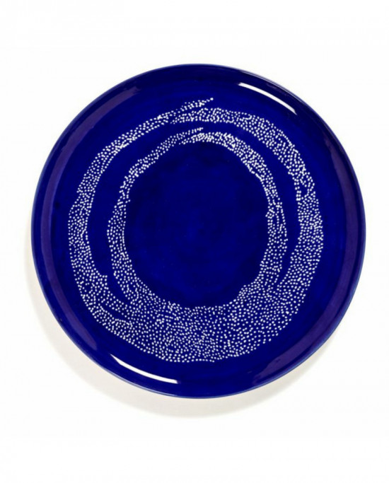Assiette plate rond lapis lazuli swirl - points blancs grès Ø 35 cm Feast By Ottolenghi Serax