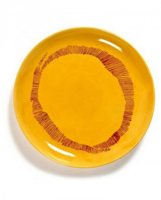 Assiette plate rond sunny yellow - stripes rouge grès Ø 26,5 cm Feast By Ottolenghi Serax