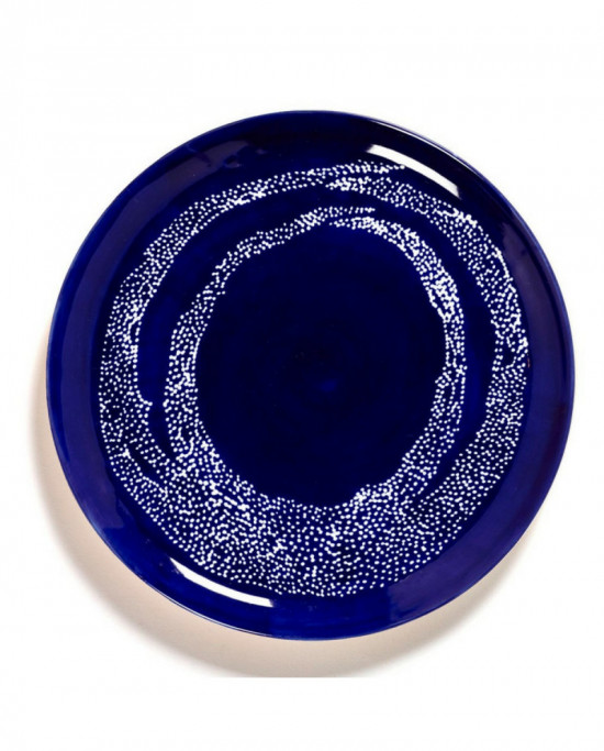 Assiette plate rond lapis lazuli swirl - points blancs grès Ø 26,5 cm Feast By Ottolenghi Serax