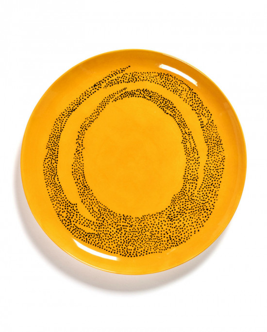 Assiette plate rond sunny yellow - points noirs grès Ø 26,5 cm Feast By Ottolenghi Serax