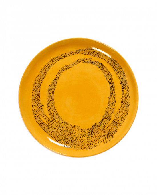Assiette plate rond sunny yellow - points noirs grès Ø 22,5 cm Feast By Ottolenghi Serax