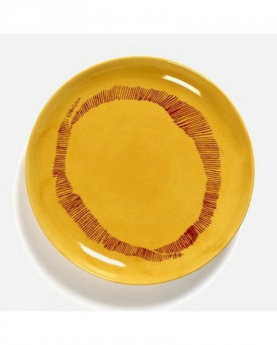 Assiette plate rond sunny yellow - stripes rouge grès Ø 19 cm Feast By Ottolenghi Serax
