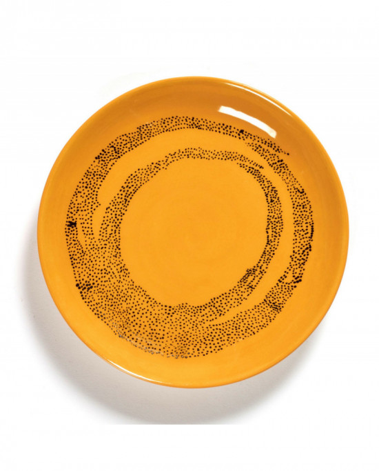 Assiette plate rond sunny yellow - points noirs grès Ø 16 cm Feast By Ottolenghi Serax