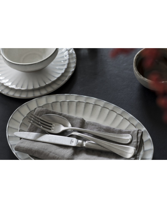 Assiette plate ovale blanc grès 25x17,5 cm Inku Serax