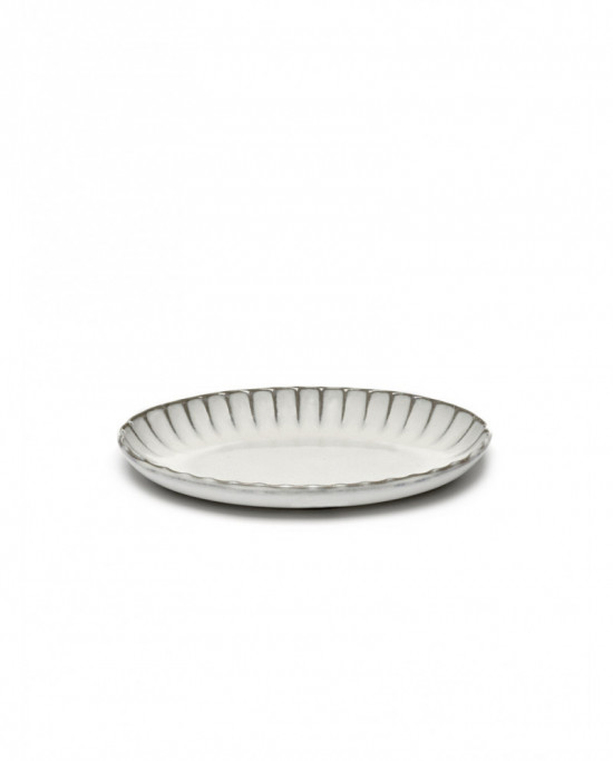 Assiette creuse ovale blanc grès 22x15,4 cm Inku Serax