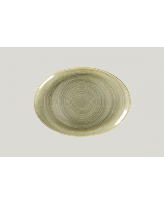 Plat ovale vert porcelaine 32 mm Rakstone Spot