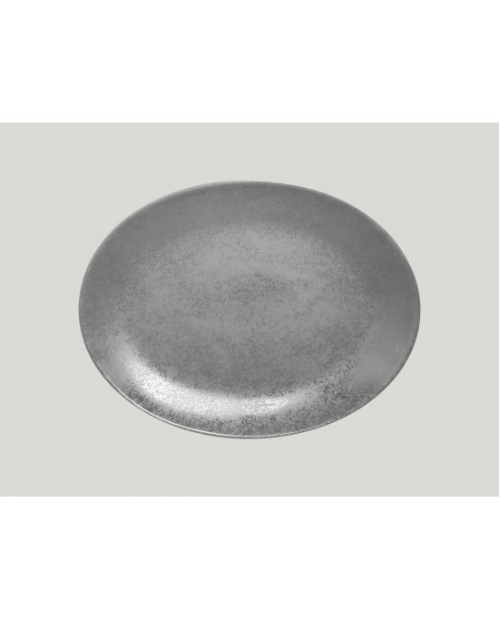 Plat ovale gris porcelaine 36x27 cm Shale Rak
