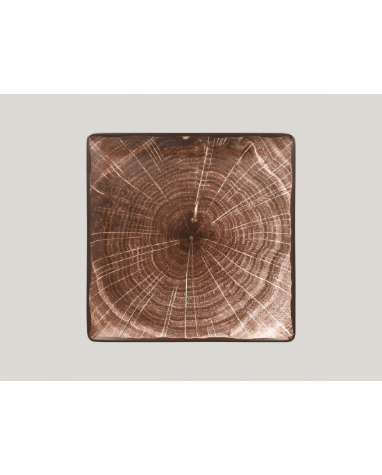 Assiette plate carré marron porcelaine 30,2x30,2 cm Woodart Rak