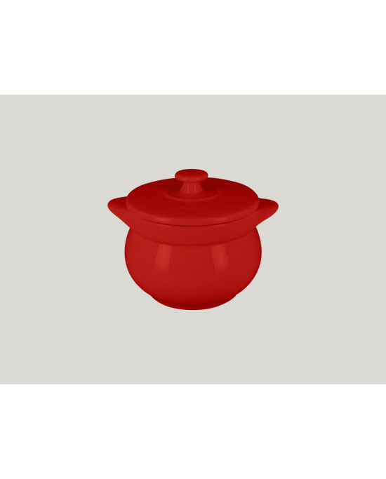 Soupière avec couvercle rond rouge porcelaine Ø 10,6 cm Chefs Fusion Rak
