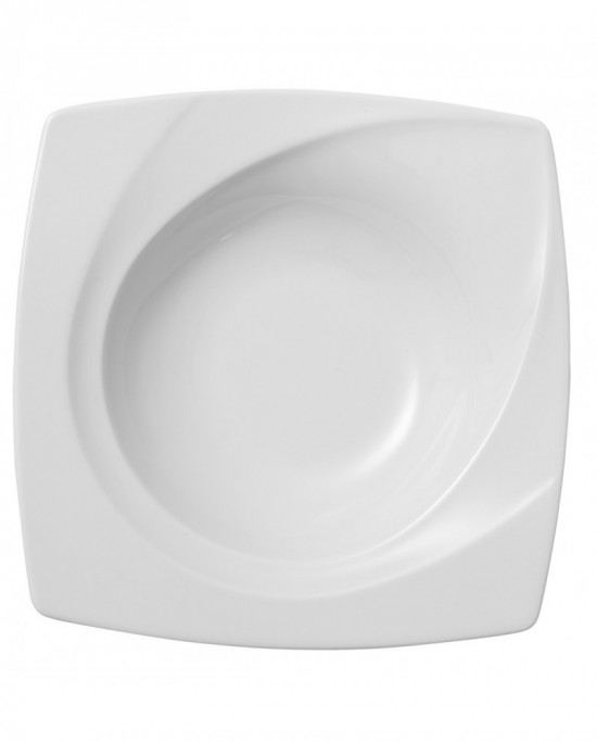 Assiette creuse carré blanc porcelaine 23x23 cm Celebration